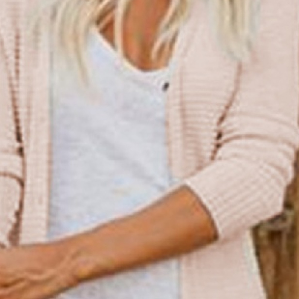 'M' Apricot Waffle Knit Button Pocket Cardigan - Picture 4 of 5